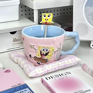 Taza <span class=keywords><strong>de</strong></span> Agua Moderna <span class=keywords><strong>de</strong></span> Gres con Diseño <span class=keywords><strong>de</strong></span> <span class=keywords><strong>Bob</strong></span> <span class=keywords><strong>Esponja</strong></span> Taza Bonita para Pareja para Chicas Desayuno en Casa Incluye Cuchara para Leche Regalo - Product Image 3