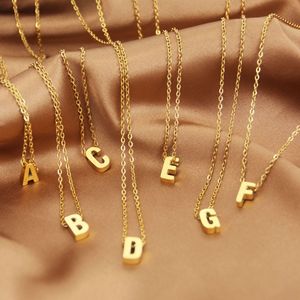 Collar de Moda con Colgante de Letra Inicial Pequeña, Chapado en Oro de 18K, Acero Inoxidable, 26 Letras del Alfabeto, para Mujer - Product Image 2