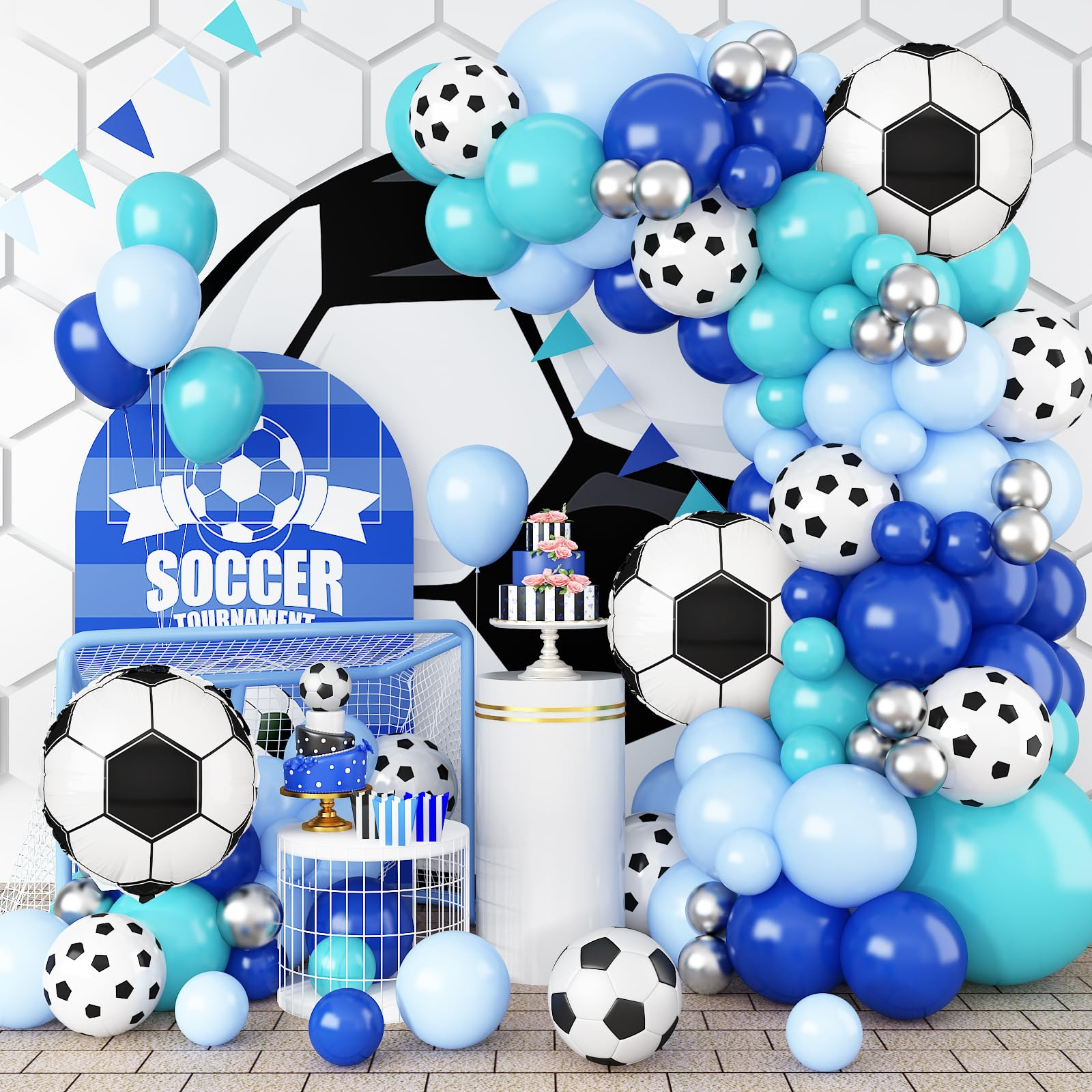 ballon de football bleu et blanc
