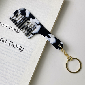 Logo Travel Cute Women Eco-Friendly Durable Zinc Alloy Tortoise <b>Shell</b> Marble Acrylic Wide Tooth Mini Pendant Keychain Pocket - Product Image 3