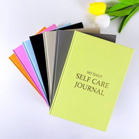 Journal en lin relié rigide personnalisé A5/A4 avec bordure dorée, couture à la main, santé mentale, pleine conscience, soins personnels