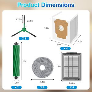 Pièces de rechange pour robot <span class=keywords><strong>aspirateur</strong></span> et serpillière <span class=keywords><strong>Combo</strong></span> 405/505, kit de 25 pièces, 2 brosses principales, 6 sacs à poussière, 4 filtres, 6 tampons de serpillière, 6 - Product Image 2