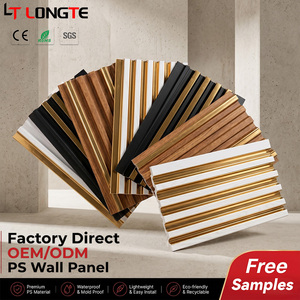 Panneau mural 3D cannelé en PS imperméable, revêtement décoratif intérieur en <span class=keywords><strong>polystyrène</strong></span>, lambris <span class=keywords><strong>à</strong></span> lattes pour fond de salon d'hôtel - Product Image 1