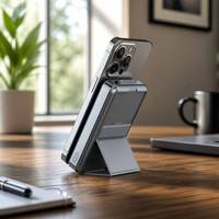 Slim PD20W Carga rápida 10000mAh 15W Carga inalámbrica Banco de energía magnético con pantalla LCD de pie plegable