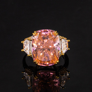 Anillos de Compromiso Ajustables para Hombre, con Circonita Cúbica de Corte Hielo de 12x16mm, Chapados en Oro y Cobre, Novedades 2026 en Tendencia - Product Image 3
