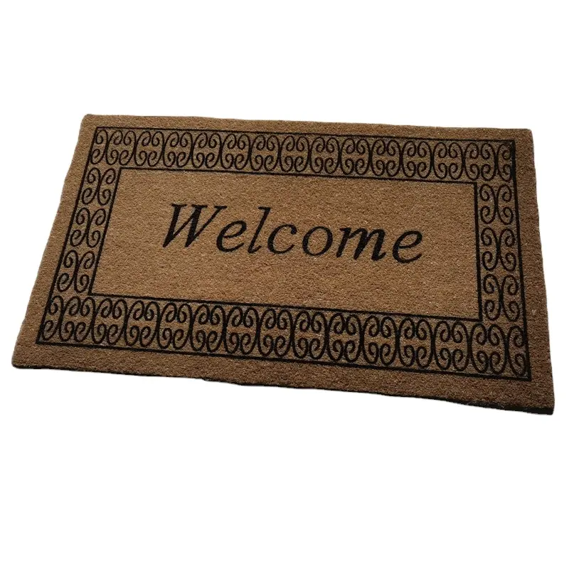 Entryway or Outdoor Use - Neutral Design -- Minimalistic-Welcome Mats Outdoor with Heavy-Duty PVC Backing - Natural