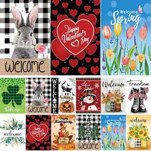Banderas de Jardín de Doble Cara, de Poliéster, Tamaño Personalizado, Resistentes a los Rayos UV, Impresión Digital, para Otoño, Invierno, Halloween, Navidad - Product Image 1