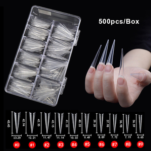 500 pièces boîte sac clair naturel long <span class=keywords><strong>ongles</strong></span> artificiels sans trace <span class=keywords><strong>faux</strong></span> <span class=keywords><strong>ongles</strong></span> pointe demi-couverture Extension XXL Stiletto <span class=keywords><strong>ongles</strong></span> conseils - Product Image 5