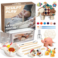 Kit de poterie en argile à séchage à l'air, kit d'argile DIY pour débutants, poterie artisanale à la maison, ensemble d'artisanat pour enfants et adultes