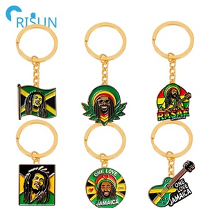Factory Custom Metal Enamel Jamaica <strong>Flag</strong> Freedom Legend Keychain Llavero Customise One Love Reggae <strong>Rasta</strong> Jamaica Music Key Chain - Product Image 1