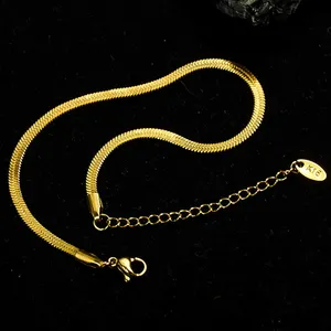 Trendy Design Stainless Steel Herringbone Chain 18K Gold Plated 3MM Snake Chain Bracelet Anklet