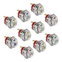 Interrupteur à bascule métallique M16 éclairé par LED, 6A 250V 10A 125V, avec symbole d'alimentation autobloquant marche/arrêt pour contrôle industriel