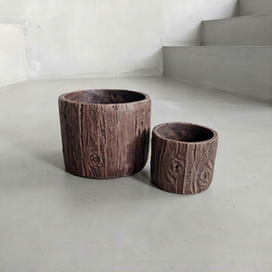 Macetas Rústicas con Diseño de Madera Tallada a Mano, Macetas Circulares para Decoración del Hogar - Product Image 1