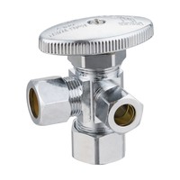 Robinet d'angle manuel à double sortie en laiton, certifié ISO9001, finition chromée, garantie 2 ans, idéal pour l'eau domestique et industrielle