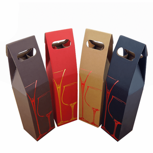 Vente en gros de sacs d'emballage cadeau de <span class=keywords><strong>vin</strong></span> à main imprimés avec logo personnalisé sacs en papier kraft pour bouteilles de <span class=keywords><strong>vin</strong></span> rouge - Product Image 1