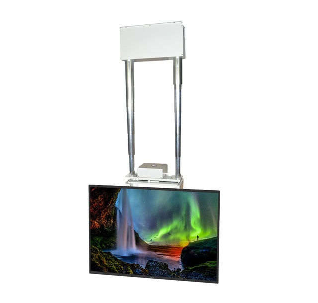 360 Degree Rotate Telescopic Ceiling TV Lift Flip Down TV Mount with Double Columns Swivel Motorized Ceiling TV Mount