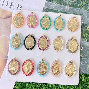 Multi piedra perla <span class=keywords><strong>Cristo</strong></span> Cruz Virgen María colgante joyería colorido cristal colgantes accesorios CZ Ángel colgante - Product Image 6