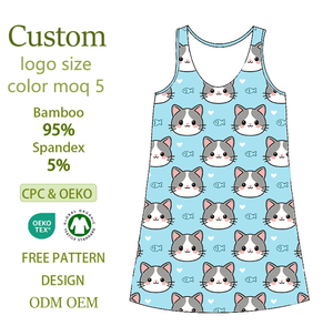 Nuovi Stili Estivi Abiti Casual ODM OEM Cpc <span class=keywords><strong>Vestito</strong></span> Senza Maniche con Stampa <span class=keywords><strong>Gatto</strong></span> e Collo Tondo per Bambine - Product Image 1