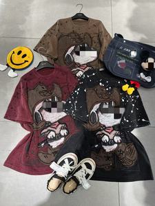 تيشرتات نسائية عصرية فضفاضة كاجوال برسوم كرتونية من القطن 100% عالية الجودة بمقاسات كبيرة موديل 2025 OC1040 - Product Image 3