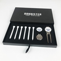 Accessoires de golf personnalisés en fer : Outil de réparation de divots, Clip de chapeau, Marqueur de balle avec boîte en papier – Coffret cadeau