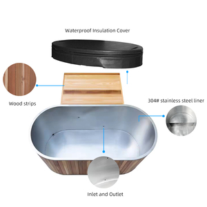 Bañera de hielo de madera de cedro rojo ICEMEND, baños portátiles para recuperación, inmersión fría con sistema de refrigeración y calefacción - Product Image 5