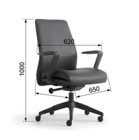 Chaise de bureau exécutive en cuir pivotante avec accoudoirs fixes, dossier en échelle, poignée, design moderne, confortable, mobilier de bureau à domicile