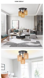 <span class=keywords><strong>Paralume</strong></span> Cilindrico Intrecciato a Mano in <span class=keywords><strong>Corda</strong></span> di Carta Ecologica, Lampada a Sospensione Contemporanea Transizionale, Copertura per Plafoniera - Product Image 6