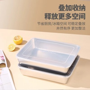 Stainless Steel <b>Food</b> <b>Storage</b> <b>Container</b> Rectangle With Lid <b>Stackable</b> For Kitchen Refrigerator Use - Product Image 1
