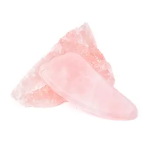 Rose Quartz Guasha Anti Aging Board Face Massage Tool Bian Natural Crystal Massager Pink Stone Box Set Guasha Rose Quartz Facial Jade