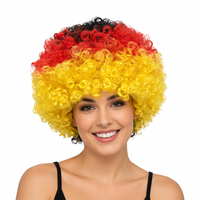 Perruque afro bouclée courte et moelleuse tricolore, perruque synthétique douce pour les fans de sport, les fêtes, le cosplay et les tenues quotidiennes