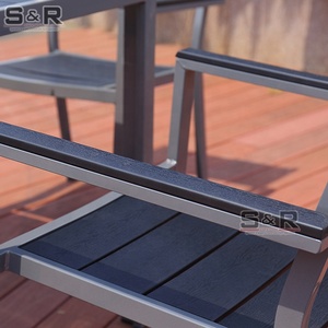 Đồ Gỗ Ngoài Trời hiện đại WPC bảng gỗ nhựa và 7-Piece <span class=keywords><strong>Stackable</strong></span> nhôm ghế cho sân vườn phòng khách hoặc khách sạn - Product Image 6