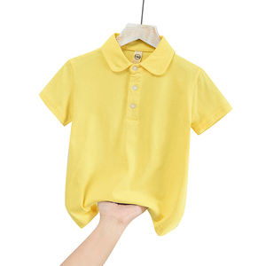 Polo à manches courtes pour enfants, 100 % coton, pour garçons et filles, nouveau style coréen, couleur unie, respirant, col à revers, haut fin pour l'été - Product Image 2