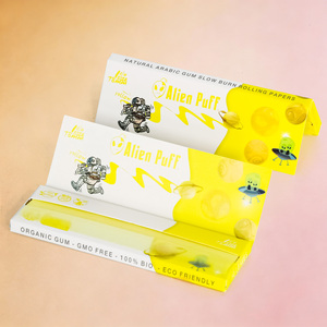 Papier à rouler Alien Puff 1 1/4 taille jaune, qualité supérieure, gomme arabique naturelle, combustion lente, écologique, 14g, végétalien, personnalisé - Product Image 5