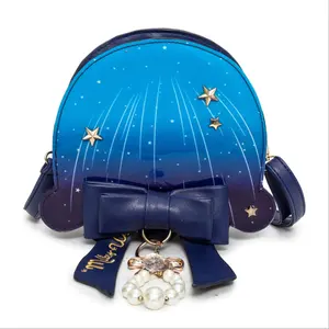 Elegant Jellyfish shape girl's crossbody bag custom animal Ita leather women bow shoulder bag