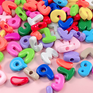 Custom Painted Alphabet Acrylic <b>Beads</b> <b>Large</b> Hole Loose Spacer DIY Keychains Bag Charms Accessories Wholesale Bulk - Product Image 1