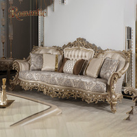 Ensemble de canapés de salon de luxe royal turc, design européen, grand ensemble complet, style rétro, en bois doré, en forme d'arc, inclinable, 321