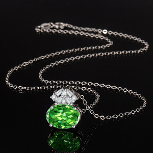 Joyería Más Vendida 2026, Juego de Joyería de Cobre con Circonita Cúbica de Corte Ovalado de 10*14mm, Juego de Collar con Piedra Verde de Alto Contenido de Carbono para Mujer - Product Image 4