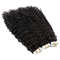 Extensions de cheveux bouclés premium à bandes adhésives, cheveux humains vierges russes, doux et soyeux, pour un luxe discret et un style discret, prêts à l'emploi.