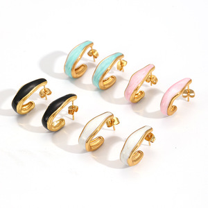 Pendientes de Aro Geométricos de Aleación de Zinc, Chapados en Oro de 18k, Coloridos, para Mujer, Joyería de Moda - Product Image 3