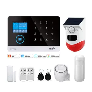 Wifi Tuya sistema de seguridad inteligente Panel compatible con Alexa RF 433Mhz alarma Solar hogar Gsm sistema de alarma inalámbrico