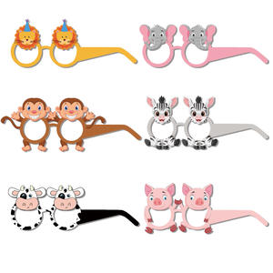 動物をテーマにした紙メガネかわいい豚ライオン牛象パーティー写真用小道具 & デコレーションケーキデコレーション用品 - Product Image 5