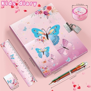 Mini Diario con Candado para Niñas, Set Secreto que Incluye Diario de Cartón con Candado para Niños, Bloc de Notas, 6 Bolígrafos Multicolor, Regla, 112 Páginas - Product Image 4