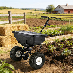 वर्तक 60l आउटडोर गार्डन लॉन बीज और उर्वरक स्प्रेडर टूल कार्ट मैनुअल ऑपरेशन फार्म न्यूमेटिक व्हील स्प्रेडर कार्ट - Product Image 1