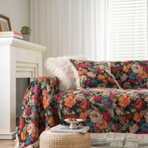 Jeté de canapé en jacquard résistant aux griffes des chats, jacquard fleurs d'<span class=keywords><strong>iris</strong></span>, couverture de canapé épaisse vintage festive - Product Image 6