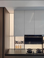 Lemari Dapur Modular Modern Mewah untuk Rumah Tangga, Wastafel Ramah Lingkungan, Tahan Air, Finishing Melamin Lacquer, Ukuran Dapat Disesuaikan