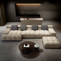 Canapé moderne italien minimaliste en tissu technique mat, design bloc de tofu, idéal pour les petits espaces et les salons