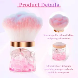 Pinceau de maquillage en forme de rose pour dépoussiérer les ongles, nettoyer les débris, également utilisable comme pinceau à blush ou à poudre, professionnel pour les artistes ongulaires - Product Image 5
