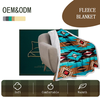 Couverture Sherpa Aztec réversible pour le camping, les voyages, les pique-niques, les activités de plein air, style bohème tribal, douce et chaude, pour le lit, le canapé, la décoration