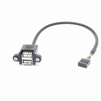 Câble de montage sur panneau double USB 2.0 a femelle vers Dupont 9 broches 3A Charge rapide Veste en PVC pour assemblage de boîtier d'ordinateur Trous de vis
