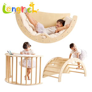 Triangle d'escalade pour enfants en bois massif naturel, non toxique, couleurs pastel, ensemble Pikler <span class=keywords><strong>avec</strong></span> arche, balançoire et <span class=keywords><strong>toboggan</strong></span>, exercice Montessori sûr - Product Image 1